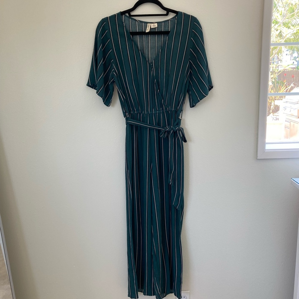 Sky and Sparrow Green striped Jumpsuit